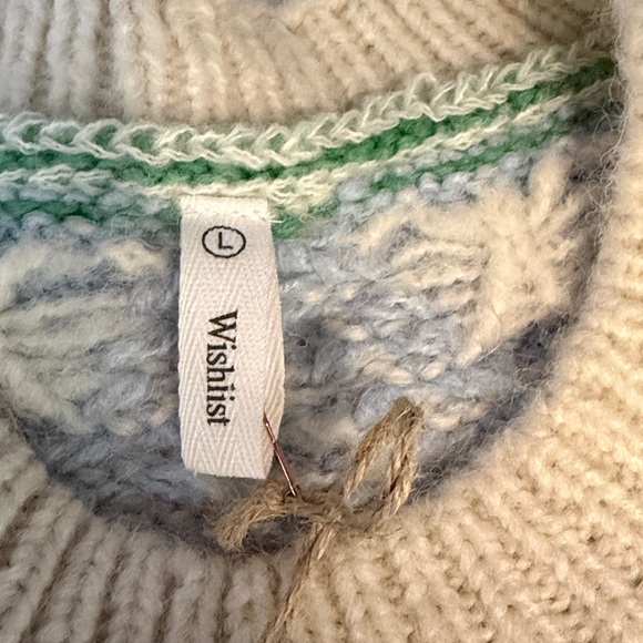 Green and Cream Argyle Sweater - Picture 2 of 2